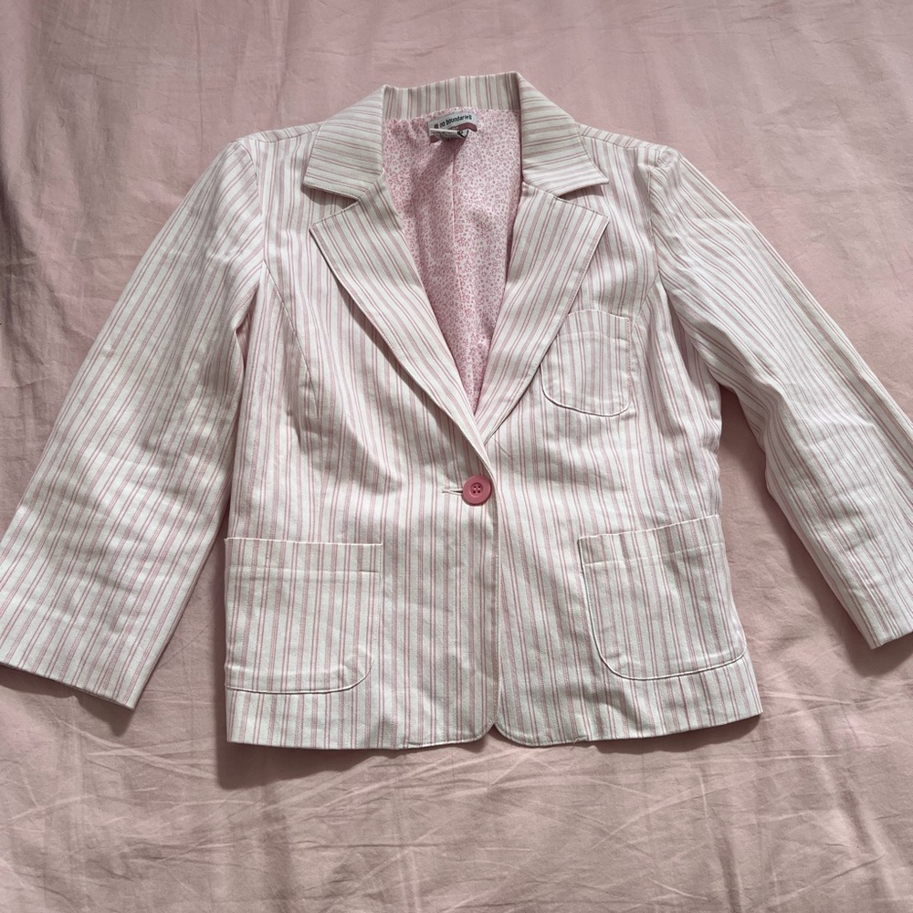 No Boundaries Light Pink Striped Blazer
